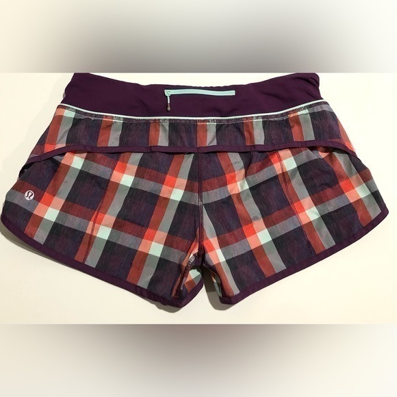 Lululemon run times shorts wheezy check berry
